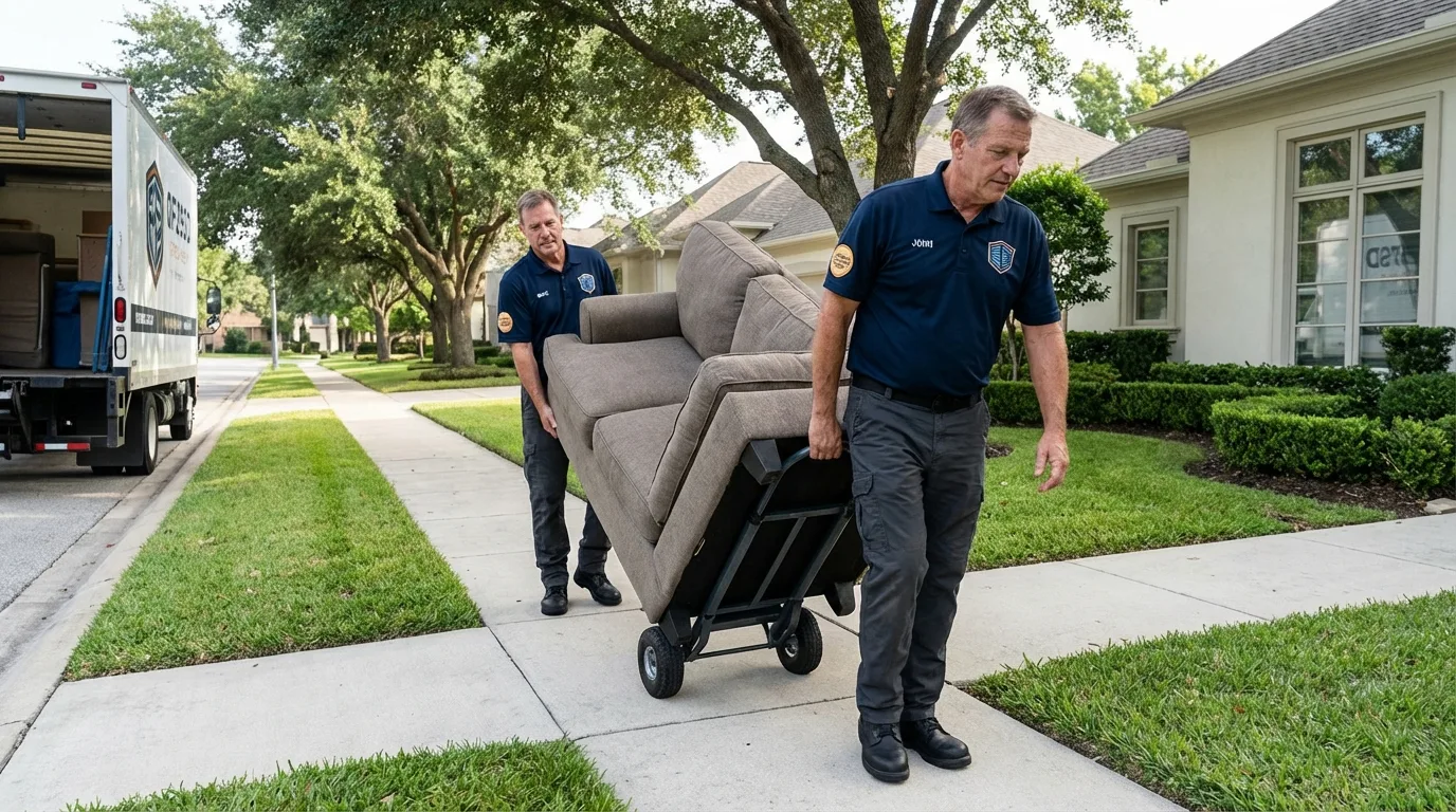 Local residential moving crew loading furniture in Germantown, IL